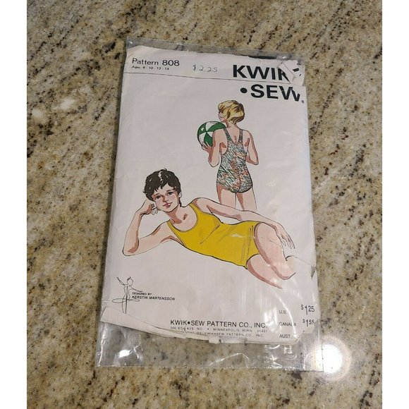 Kwik Sew Pattern 808 Girl's One Piece Racing Swimsuit Size  8 10 12 14 - Picture 5 of 5